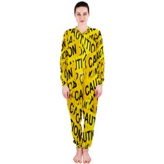 Caution Road Sign Cross Yellow Onepiece Jumpsuit (ladies)  by Alisyart
