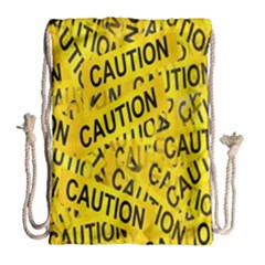 Caution Road Sign Cross Yellow Drawstring Bag (large) by Alisyart