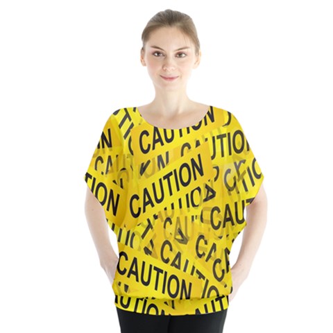 Caution Road Sign Cross Yellow Blouse by Alisyart