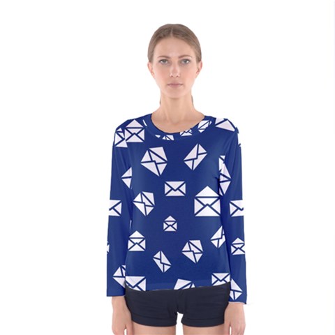 Envelope Letter Sand Blue White Masage Women s Long Sleeve Tee by Alisyart