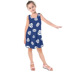 Envelope Letter Sand Blue White Masage Kids  Sleeveless Dress by Alisyart