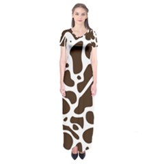 Dalmantion Skin Cow Brown White Short Sleeve Maxi Dress