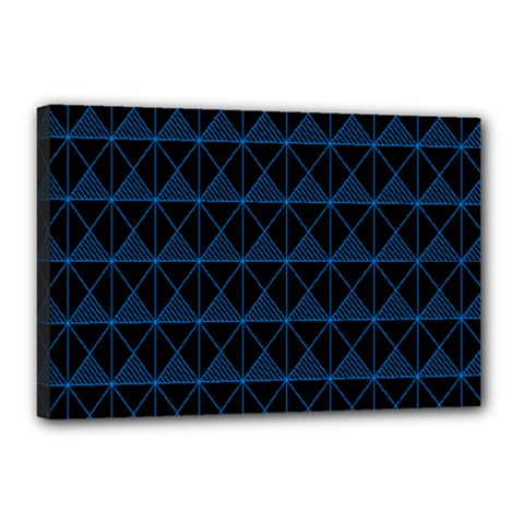Colored Line Light Triangle Plaid Blue Black Canvas 18  X 12 