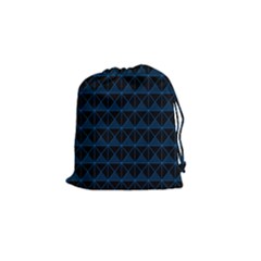 Colored Line Light Triangle Plaid Blue Black Drawstring Pouches (small)  by Alisyart