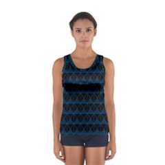 Colored Line Light Triangle Plaid Blue Black Women s Sport Tank Top  by Alisyart