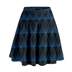 Colored Line Light Triangle Plaid Blue Black High Waist Skirt by Alisyart