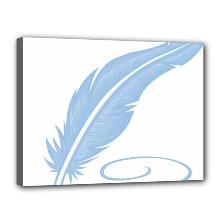 Feather Pen Blue Light Canvas 16  x 12 