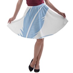 Feather Pen Blue Light A-line Skater Skirt by Alisyart