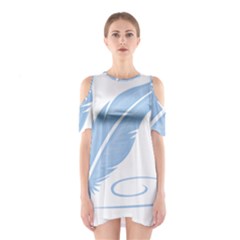 Feather Pen Blue Light Shoulder Cutout One Piece by Alisyart