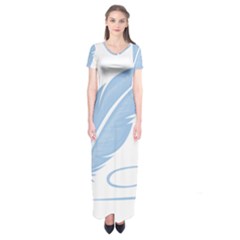 Feather Pen Blue Light Short Sleeve Maxi Dress by Alisyart