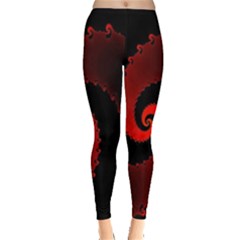 Red Fractal Spiral Leggings  by Simbadda