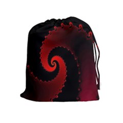 Red Fractal Spiral Drawstring Pouches (extra Large) by Simbadda