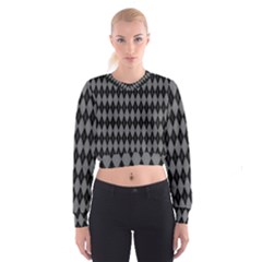 Chevron Wave Line Grey Black Triangle Women s Cropped Sweatshirt