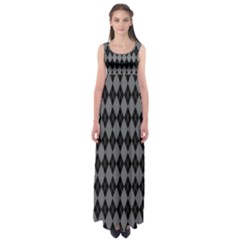 Chevron Wave Line Grey Black Triangle Empire Waist Maxi Dress