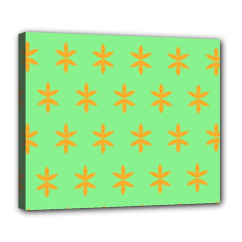 Flower Floral Different Colours Green Orange Deluxe Canvas 24  X 20  