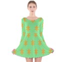 Flower Floral Different Colours Green Orange Long Sleeve Velvet Skater Dress View1