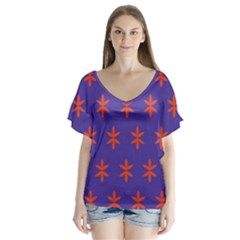 Flower Floral Different Colours Purple Orange Flutter Sleeve Top by Alisyart