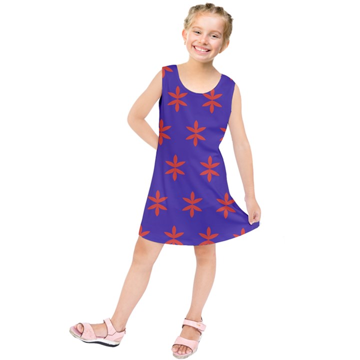 Flower Floral Different Colours Purple Orange Kids  Tunic Dress