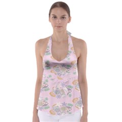 Floral Flower Rose Sunflower Star Leaf Pink Green Blue Babydoll Tankini Top