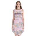 Floral Flower Rose Sunflower Star Leaf Pink Green Blue Sleeveless Chiffon Dress   View1