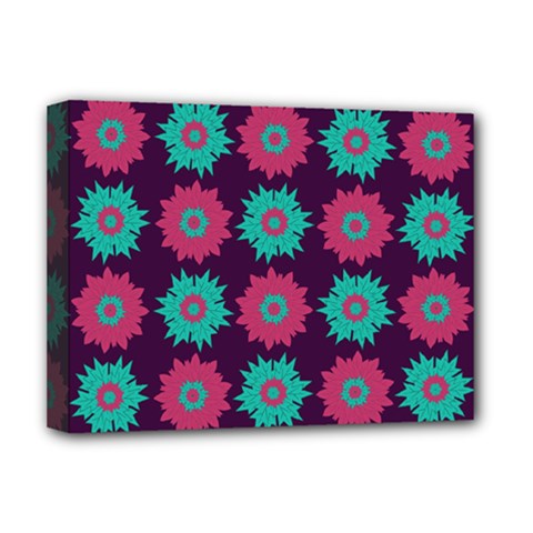 Flower Floral Rose Sunflower Purple Blue Deluxe Canvas 16  X 12  