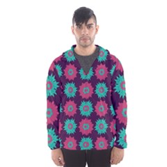 Flower Floral Rose Sunflower Purple Blue Hooded Wind Breaker (men)