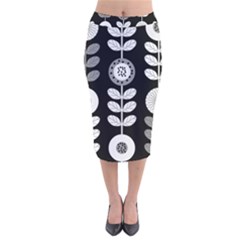 Floral Pattern Seamless Background Velvet Midi Pencil Skirt
