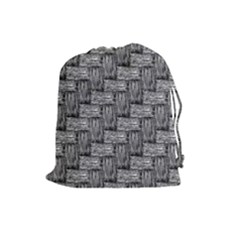 Gray Pattern Drawstring Pouches (large)  by Valentinaart