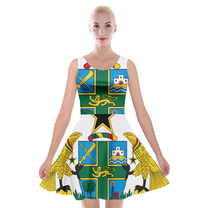 Coat of Arms of Ghana Velvet Skater Dress