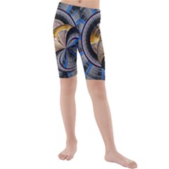 Fractal Tech Disc Background Kids  Mid Length Swim Shorts by Simbadda