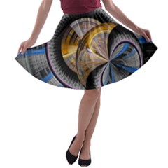 Fractal Tech Disc Background A-line Skater Skirt by Simbadda