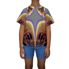 Symmetric Fractal Kids  Short Sleeve Swimwear by Simbadda