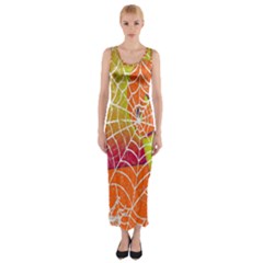 Orange Guy Spider Web Fitted Maxi Dress by Simbadda