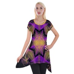 Pattern Design Geometric Decoration Short Sleeve Side Drop Tunic by Simbadda