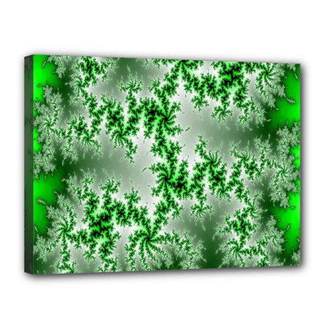 Green Fractal Background Canvas 16  X 12  by Simbadda