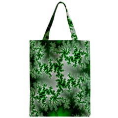 Green Fractal Background Zipper Classic Tote Bag by Simbadda