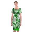 Green Fractal Background Classic Short Sleeve Midi Dress View1