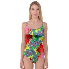 Colored Fractal Background Camisole Leotard  by Simbadda