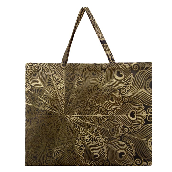 Peacock Metal Tray Zipper Large Tote Bag