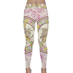 Peace Logo Floral Pattern Classic Yoga Leggings by Simbadda