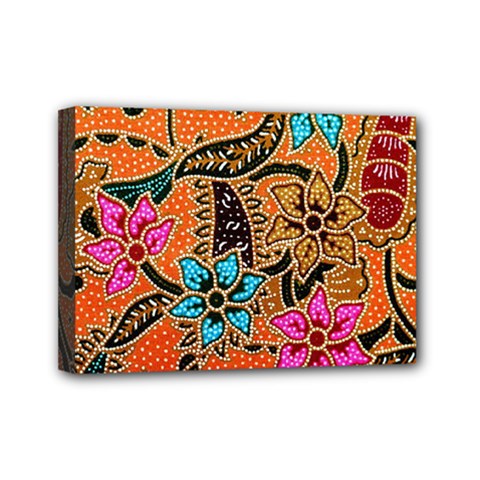 Colorful The Beautiful Of Art Indonesian Batik Pattern Mini Canvas 7  X 5  by Simbadda