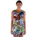 Color Butterfly Texture Wrap Front Bodycon Dress View1