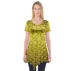 Patterns Gold Textures Short Sleeve Tunic  by Simbadda