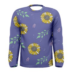 Floral Flower Rose Sunflower Star Leaf Pink Green Blue Yelllow Men s Long Sleeve Tee by Alisyart