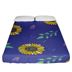 Floral Flower Rose Sunflower Star Leaf Pink Green Blue Yelllow Fitted Sheet (queen Size)