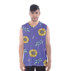 Floral Flower Rose Sunflower Star Leaf Pink Green Blue Yelllow Men s Basketball Tank Top by Alisyart