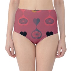 Heart Love Fan Circle Pink Blue Black Orange High-waist Bikini Bottoms by Alisyart