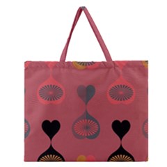 Heart Love Fan Circle Pink Blue Black Orange Zipper Large Tote Bag by Alisyart