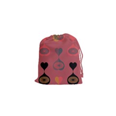 Heart Love Fan Circle Pink Blue Black Orange Drawstring Pouches (xs) 