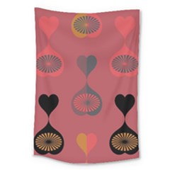 Heart Love Fan Circle Pink Blue Black Orange Large Tapestry by Alisyart